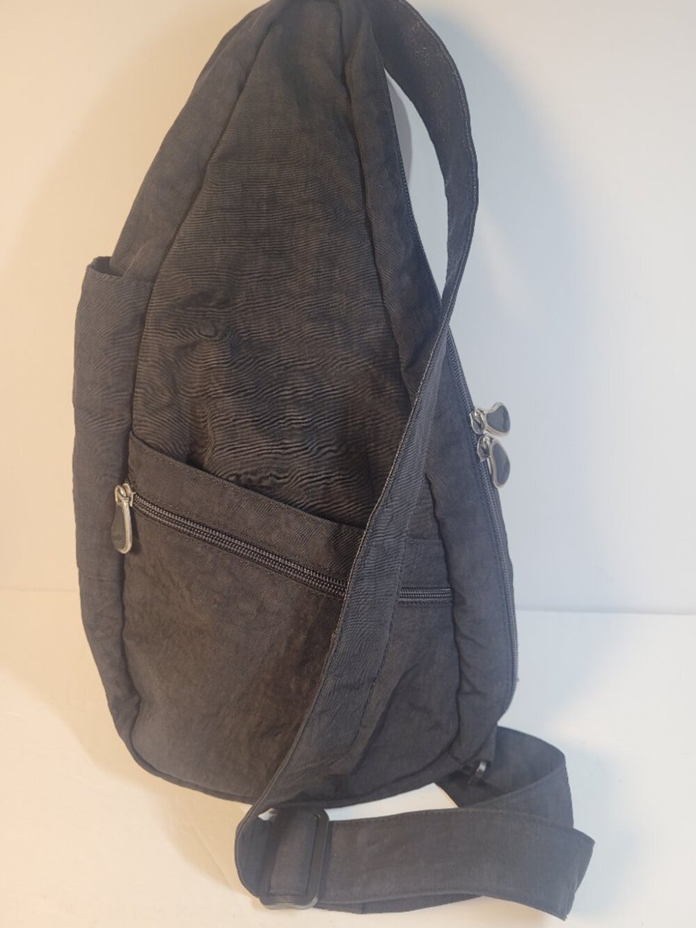 L.L. Bean Ameribag Healthy Back Bag Cross Body Sling Purse Black Rugged Nylon